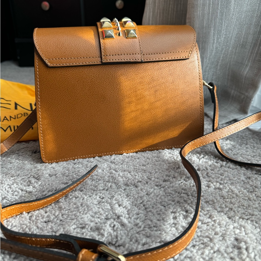 Mario Valentino Tan Crossbody Bag with Gold Accents - Picture 5 of 16